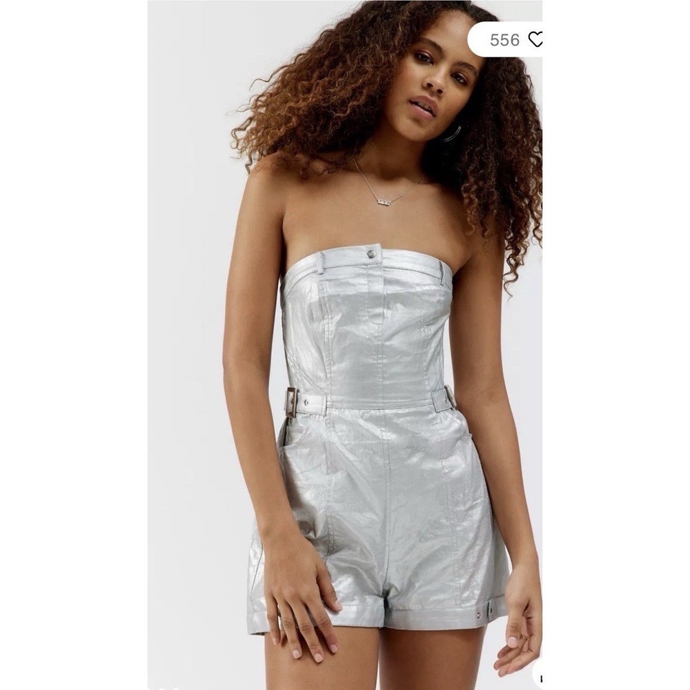 Urban Outfitters Yara Metallic Strapless Romper Women XS‎ New